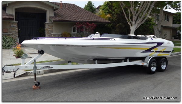 Dana performance boat with marine grade fiberglass boat wax