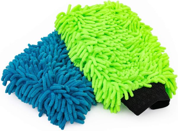 two micro fiber wash mitts for car washing Rag Company microfiber wash mitts
