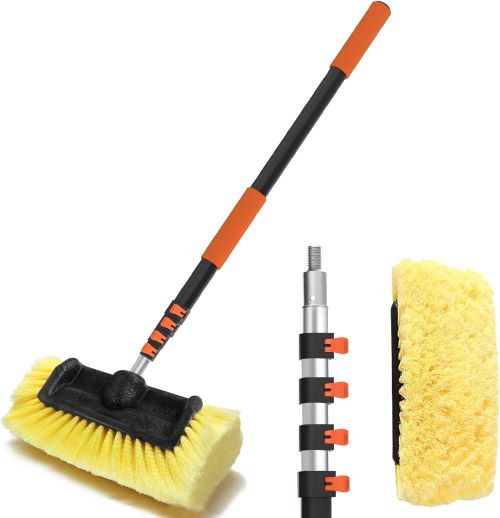 RV washing brush head and extension pole rv washing brush and extension pole