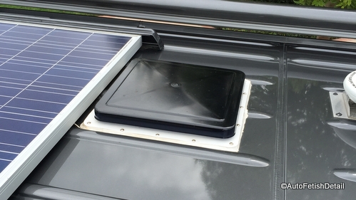 RV solar panel skylight