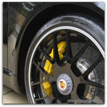 custom wheel on black Porsche Turbo S tire shine on Porsche turbo s tire