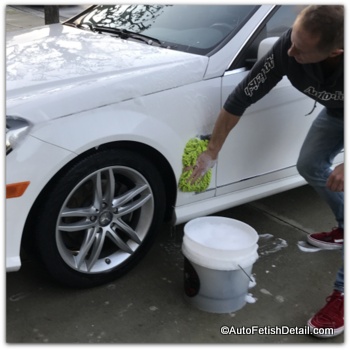 washing white Mercedes Benz for winter car care washing car for winter car care
